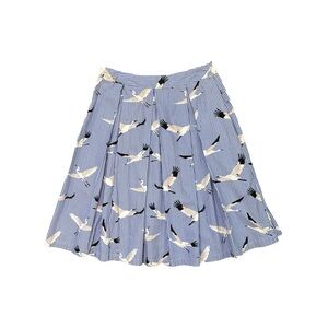 Who What Wear Blue Stripe Crane Print Pleated Skirt Size 12